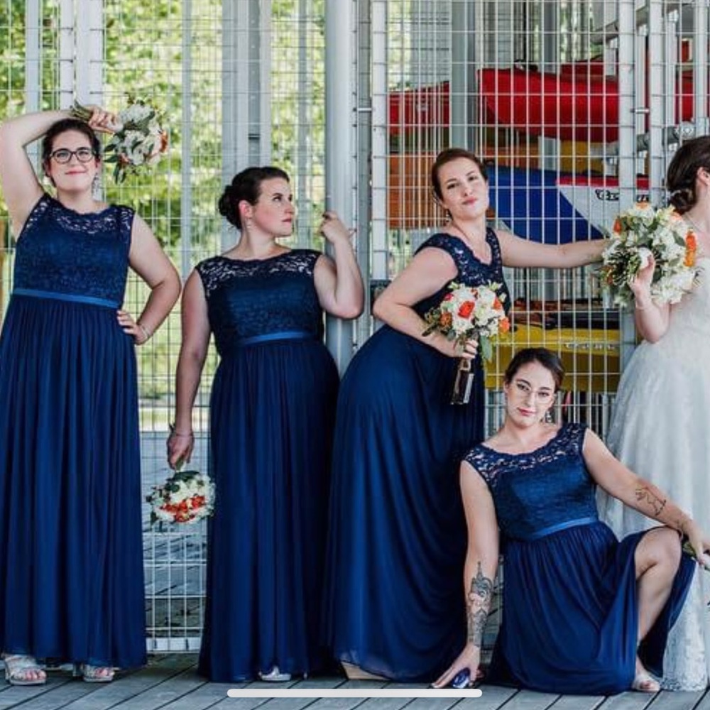 Lace Bridesmaid Dress with Long Mesh Skirt - Style #F19328